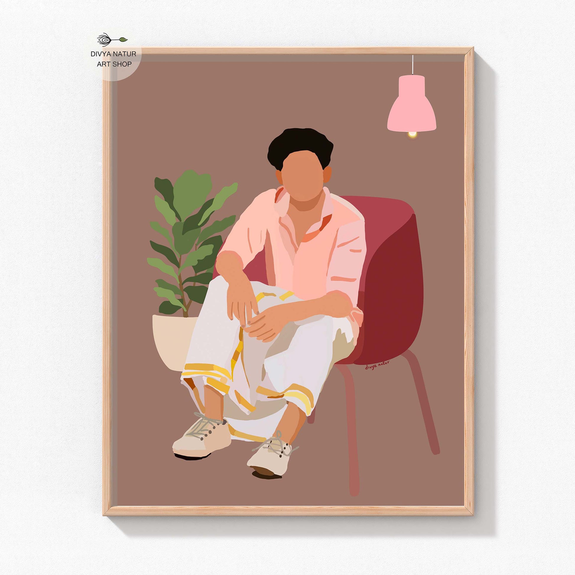 Statement artwork featuring a man in traditional ethnic wear.