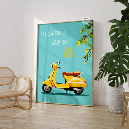 Travel enthusiast wall art featuring a timeless Vespa design.
