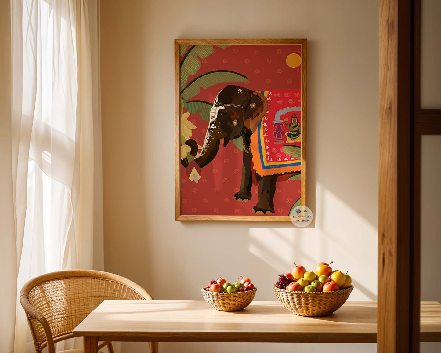 Indian Elephant Fine Art Print – Vibrant Cultural Boho Wall Decor